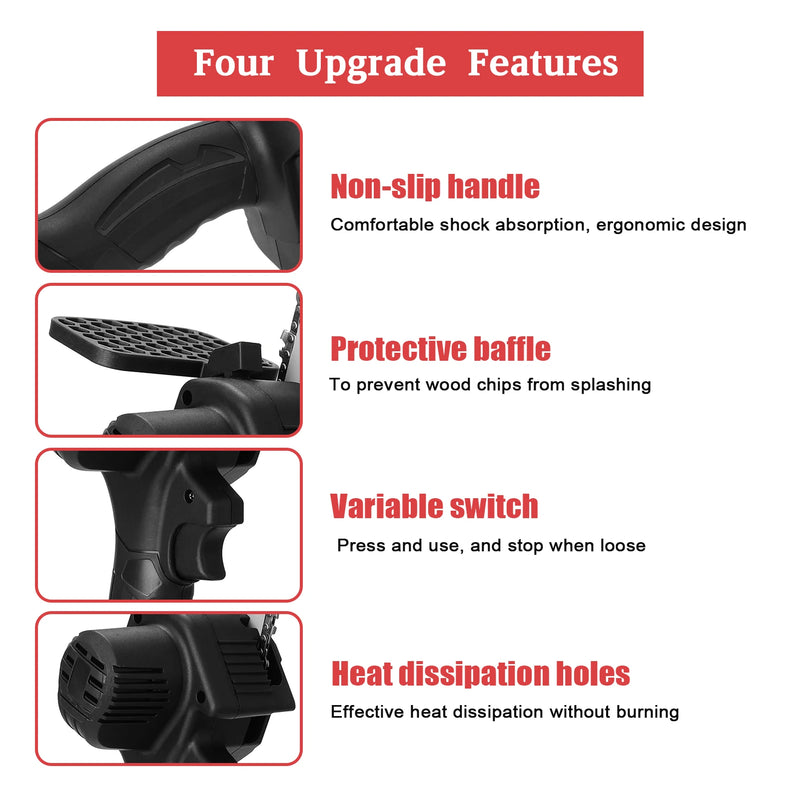 TurboSaw Portátil - Motosserra Portátil 6” 21V – Serra Elétrica de Poda a Bateria