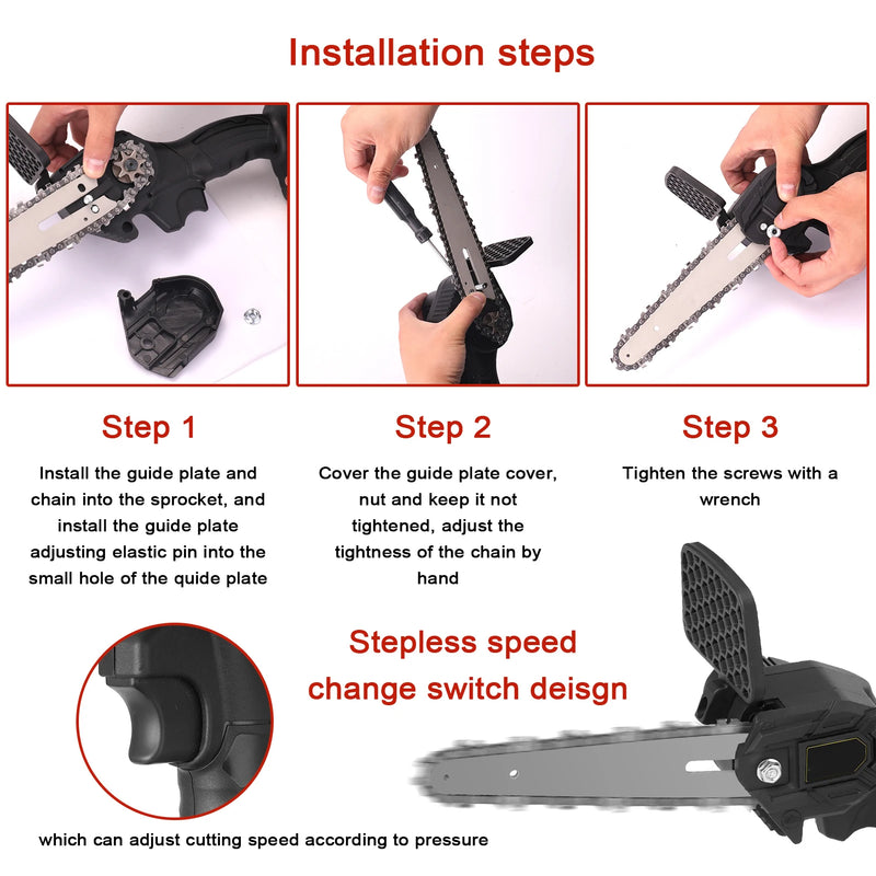 TurboSaw Portátil - Motosserra Portátil 6” 21V – Serra Elétrica de Poda a Bateria